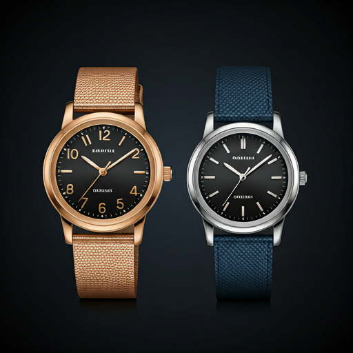 Stylish fashion watches arranged aesthetically on marble texture